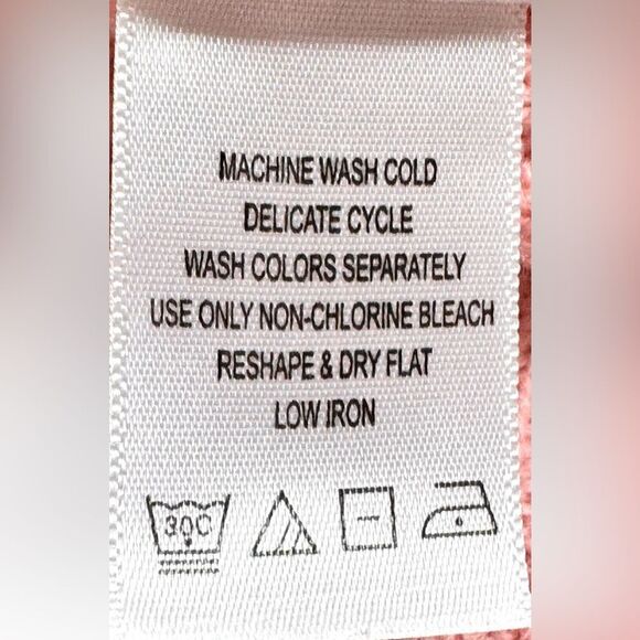 JG Hook Vintage Pink & White Tiny Polka Dot V-Neck Button Front Sweater. Small. - Picture 6 of 6